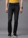Men's Black Mild Faded Slim Fit Stretchable Denim Jeans