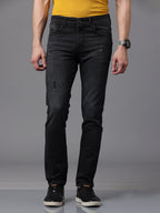 Men's Black Mild Faded Slim Fit Stretchable Denim Jeans