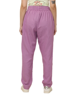 Women's Purple Cotton Linen Cargo Pants with Pockets