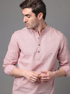 Men's Pink Cotton Linen Slim Fit Kurta Shirt