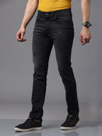Men's Black Mild Faded Slim Fit Stretchable Denim Jeans