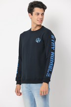 Men's Slim Fit Crew Neck Long Sleeve Sweat Shirt, Black