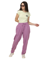 Women's Purple Cotton Linen Cargo Pants with Pockets