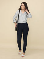 Women's Skinny Fit Mid Rise Core Jeans Trouser, Dark Indigo