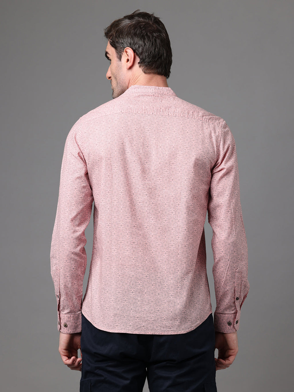 Men's Pink Cotton Linen Slim Fit Kurta Shirt