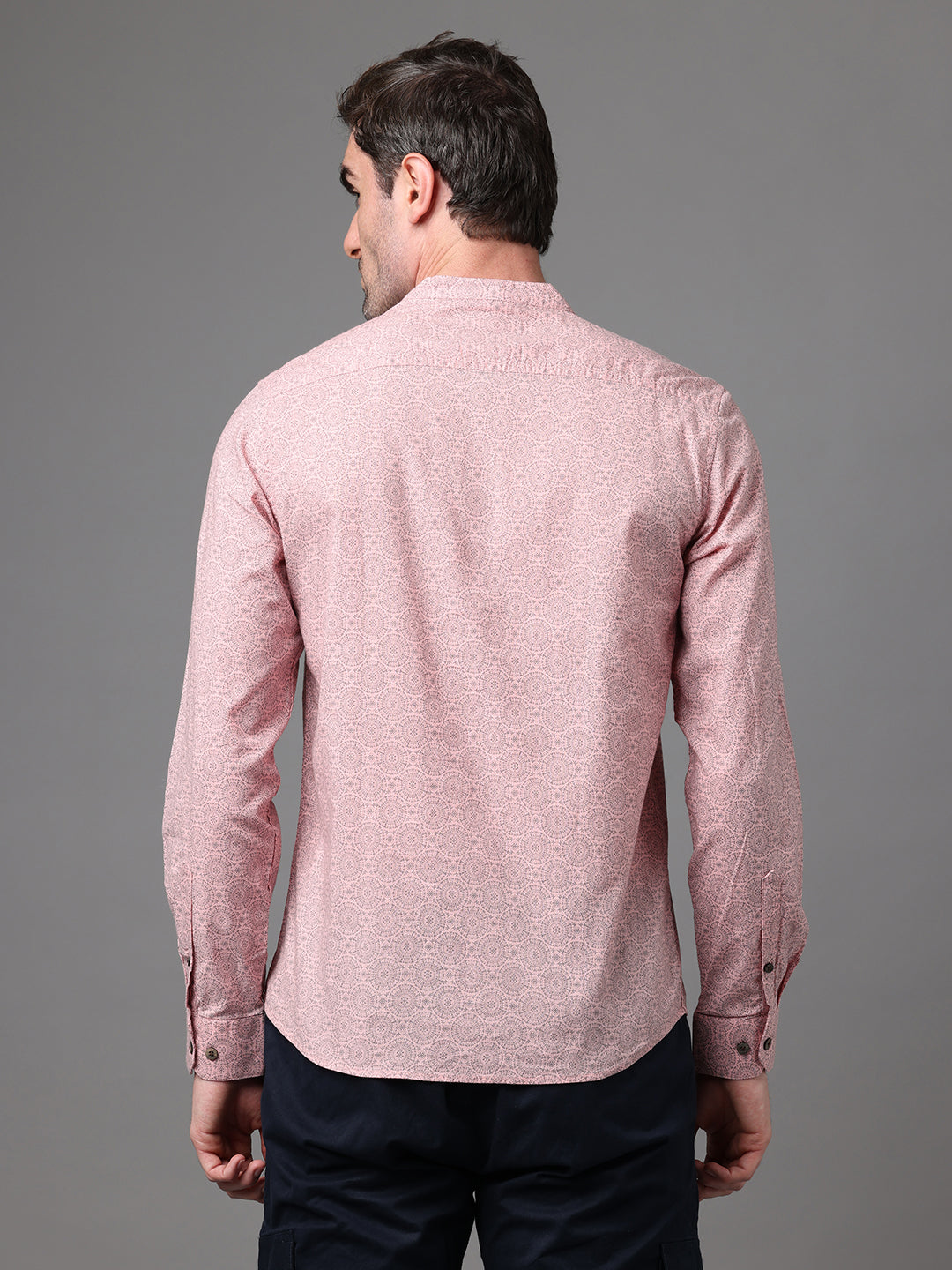 Men's Pink Cotton Linen Slim Fit Kurta Shirt