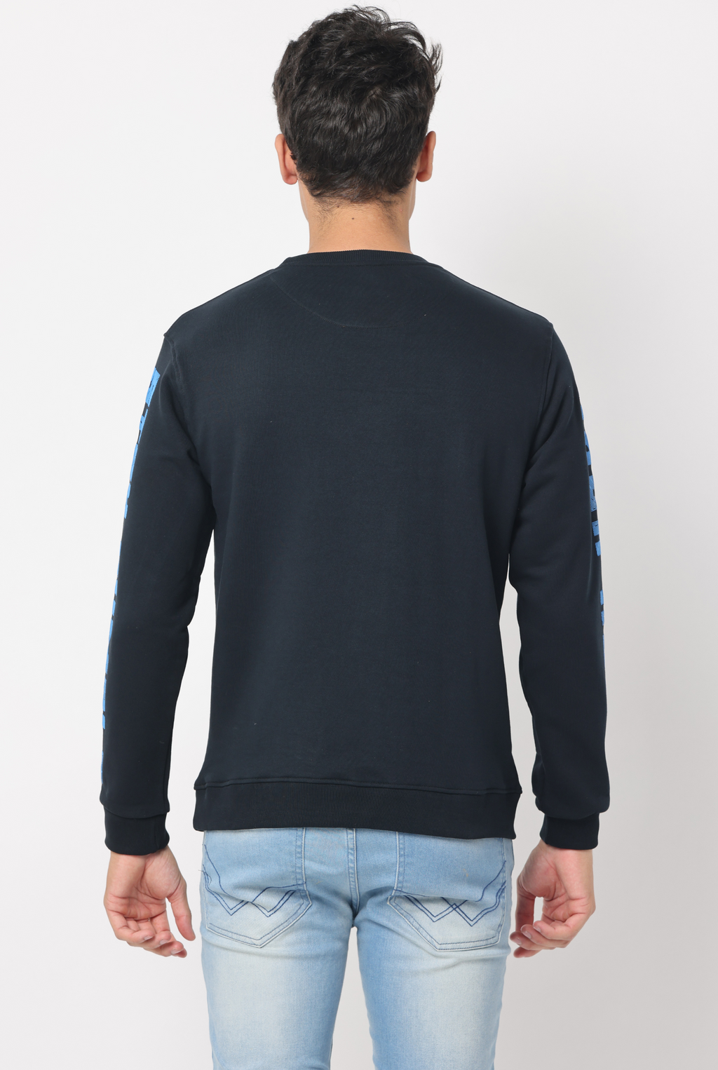 Men's Slim Fit Crew Neck Long Sleeve Sweat Shirt, Black