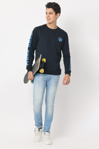 Men's Slim Fit Crew Neck Long Sleeve Sweat Shirt, Black