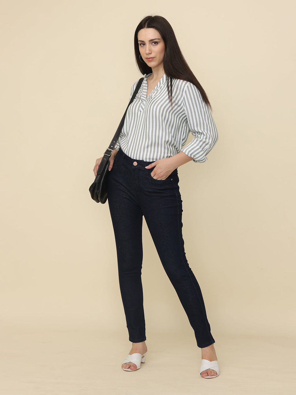 Women's Skinny Fit Mid Rise Core Jeans Trouser, Dark Indigo