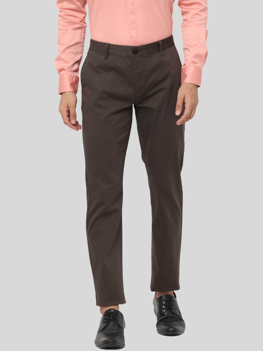 Men's Slim Fit Cotton Chino Pants, Charcoal Brown