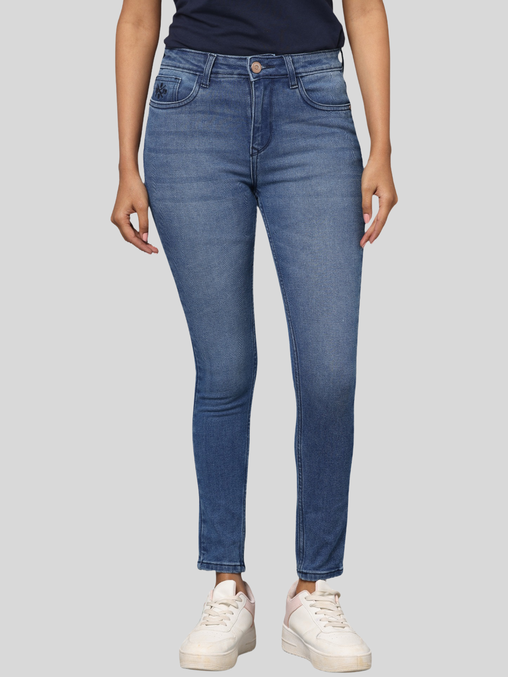 Women's Blue Light Faded Skinny Fit High Rise Jeans