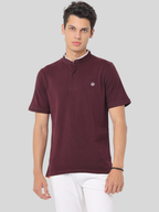 Men's Maroon Short Sleeve Henley T-Shirt