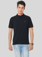 Men's Short Sleeve Henley Neck T-Shirt, Black