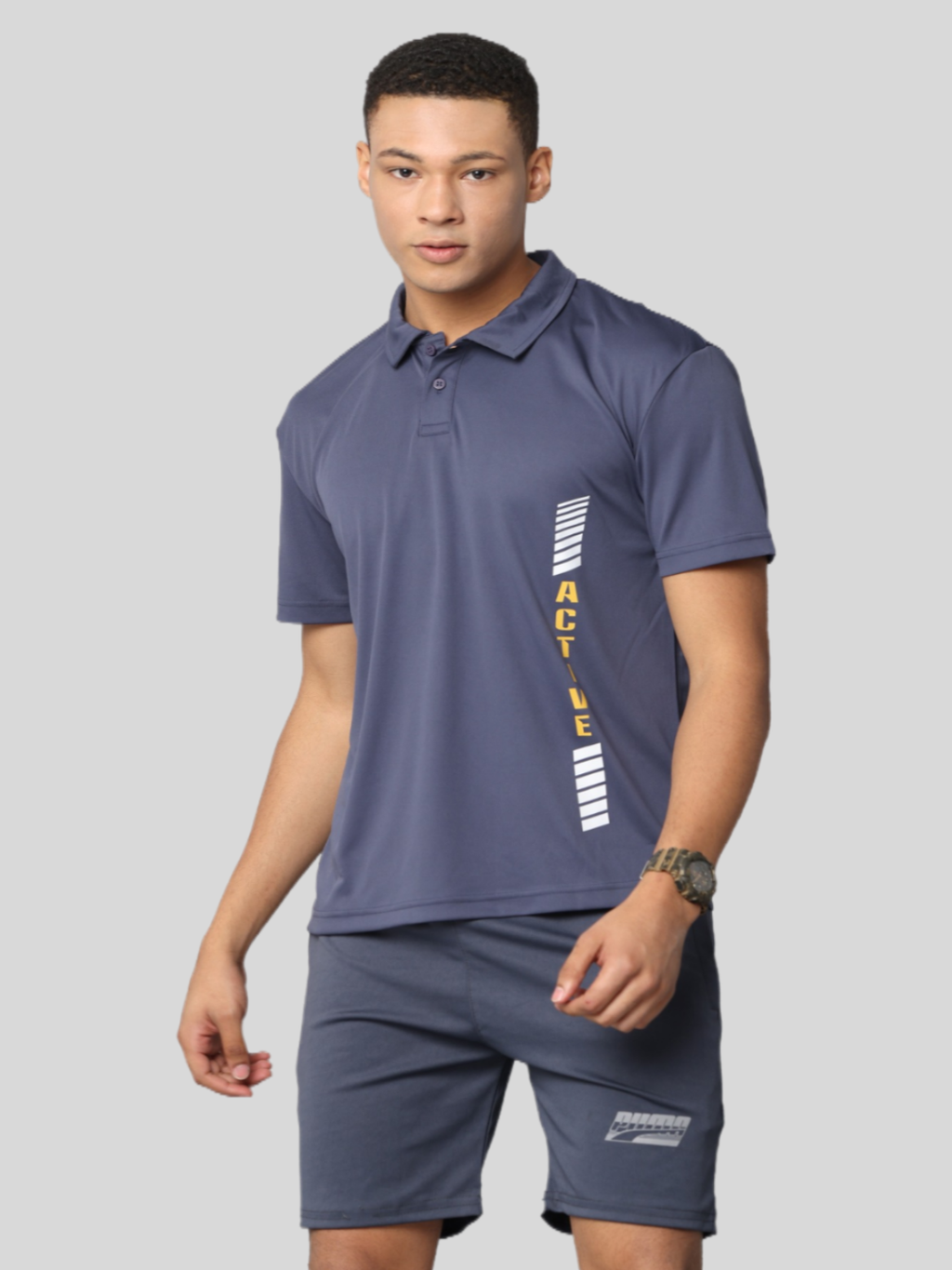 Men's Blue Athleisure Dry Fit Polo T-Shirt