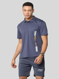 Men's Blue Athleisure Dry Fit Polo T-Shirt