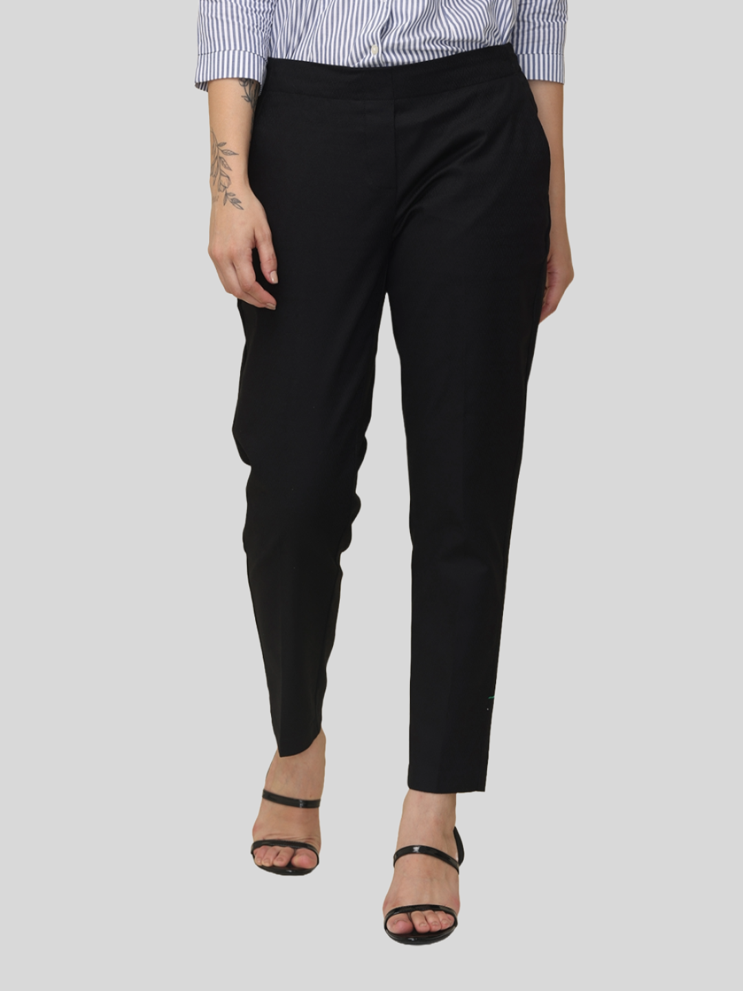 Women's Black Elasticated Slim Fit Formal Trouser