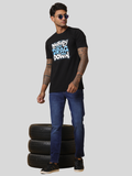 Men's Black Printed Round Neck T-Shirt