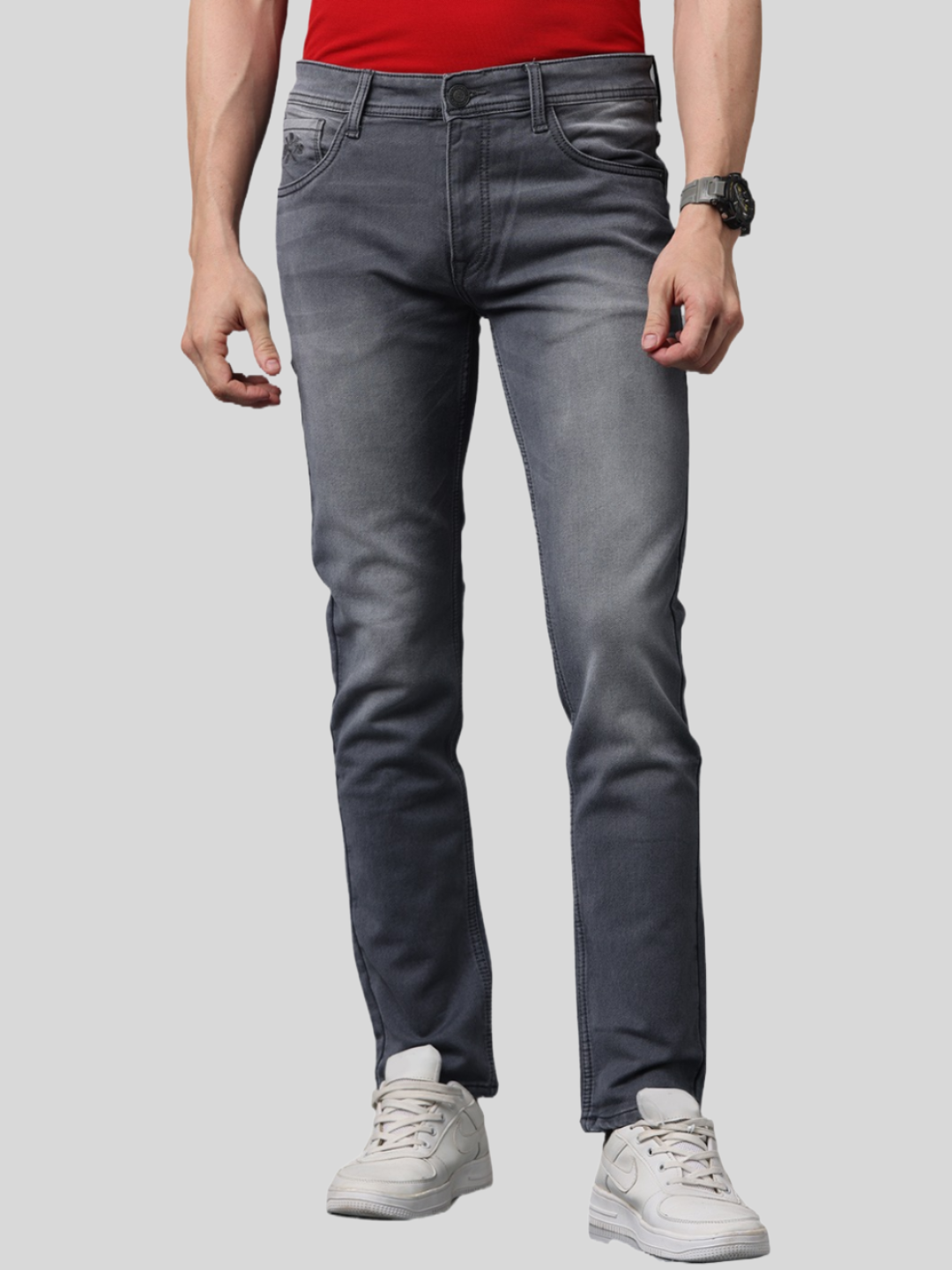 Men's Slim Fit Light Faded Strechable Denim Jeans , Grey