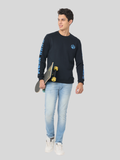 Men's Black Black Slim Fit Sweatshirt