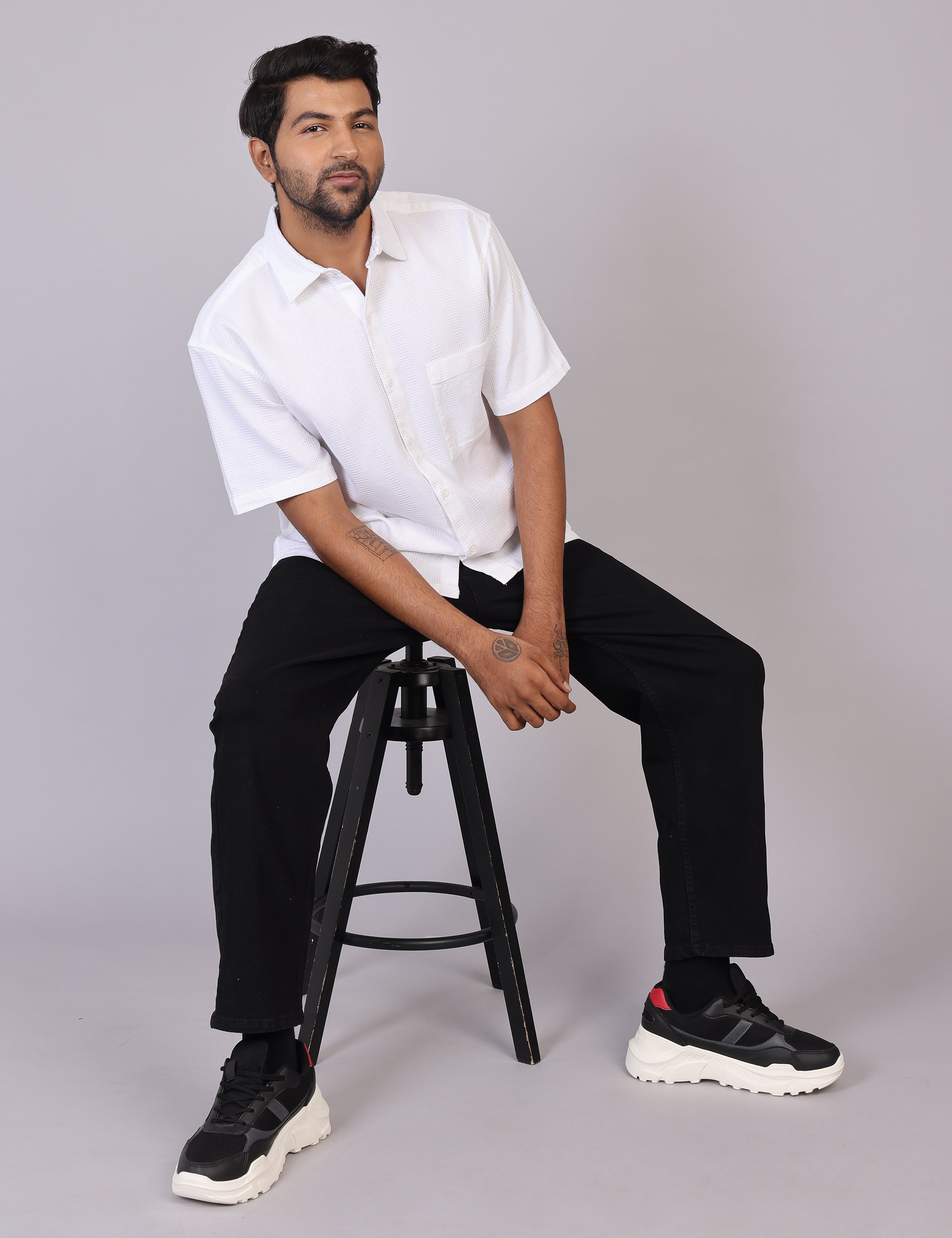 Men’s White Solid Oversized Shirt – Relaxed Fit | 100% Cotton
