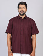 Men’s Maroon Solid Oversized Shirt – Relaxed Fit | 100% Cotton
