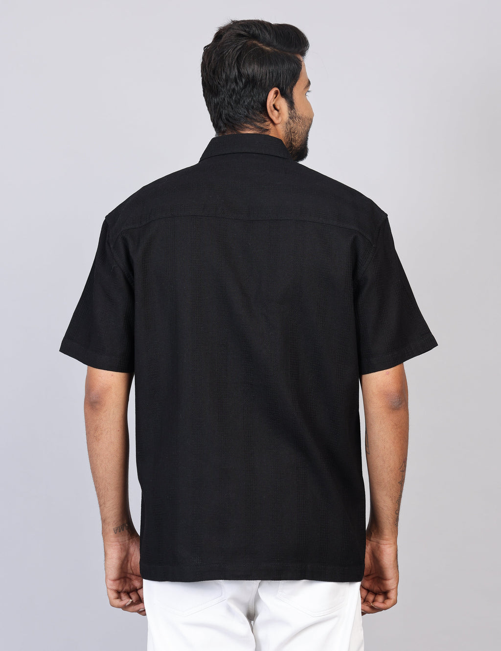 Men’s Black Solid Oversized Shirt – Relaxed Fit | 100% Cotton