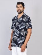 Men’s Green Printed Half Sleeve Shirt – Regular Fit | 100% Rayon