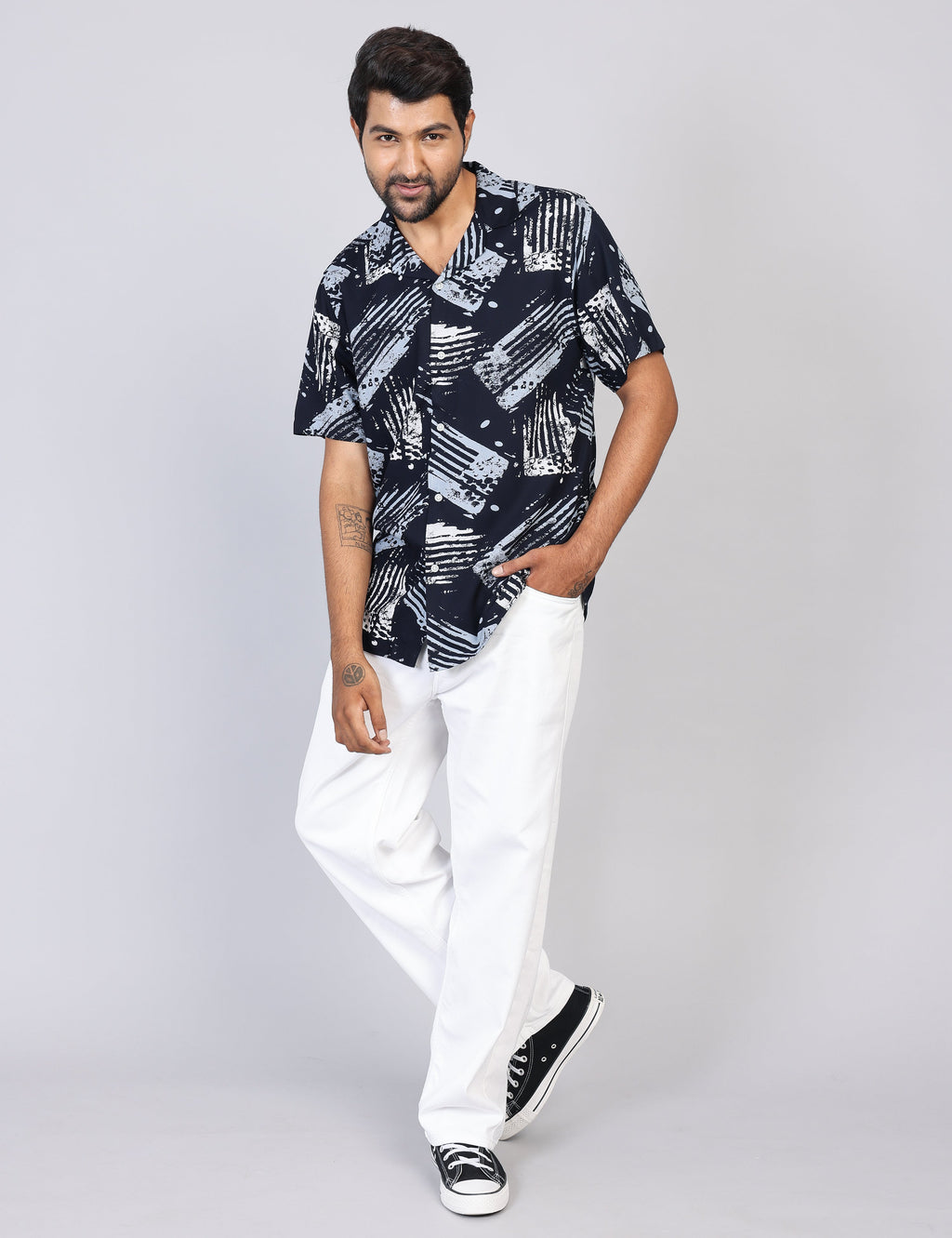 Men’s Green Printed Half Sleeve Shirt – Regular Fit | 100% Rayon