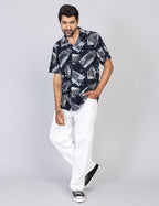 Men’s Green Printed Half Sleeve Shirt – Regular Fit | 100% Rayon