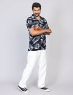 Men’s Green Printed Half Sleeve Shirt – Regular Fit | 100% Rayon