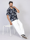 Men’s Green Printed Half Sleeve Shirt – Regular Fit | 100% Rayon