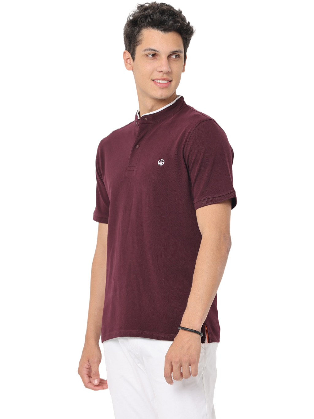 Men's Maroon Short Sleeve Henley T-Shirt