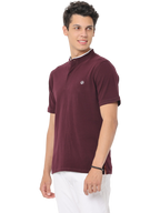 Men's Maroon Short Sleeve Henley T-Shirt