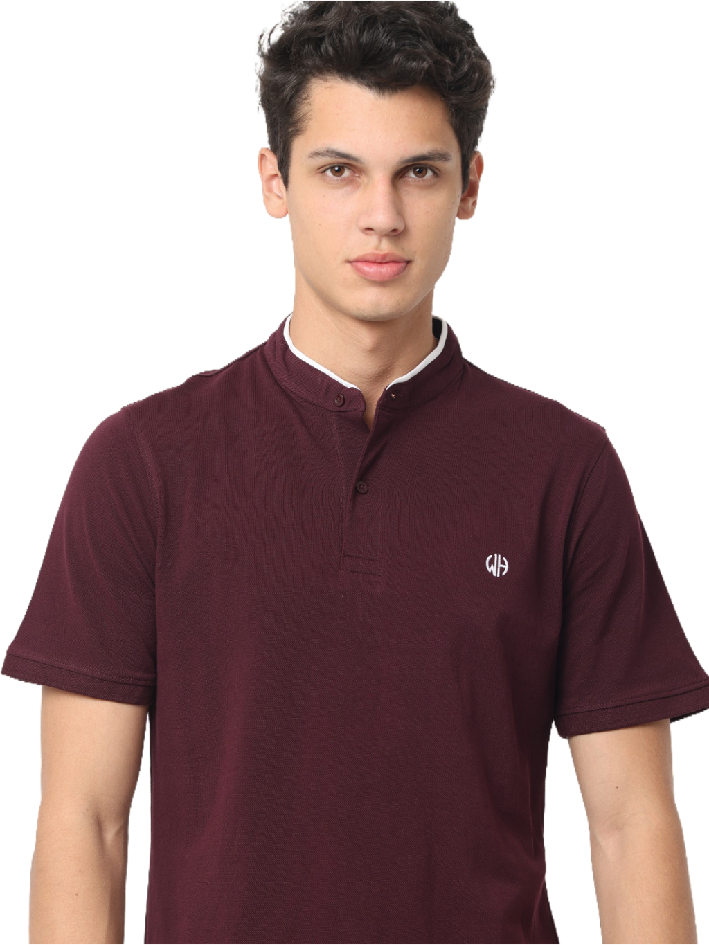 Men's Maroon Short Sleeve Henley T-Shirt