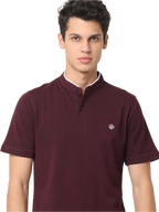 Men's Maroon Short Sleeve Henley T-Shirt