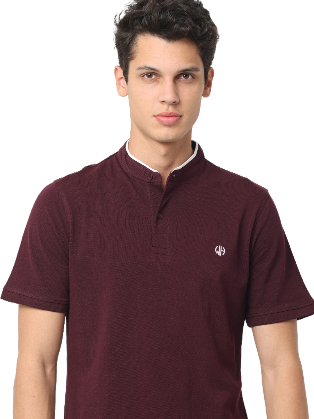 Men's Maroon Short Sleeve Henley T-Shirt