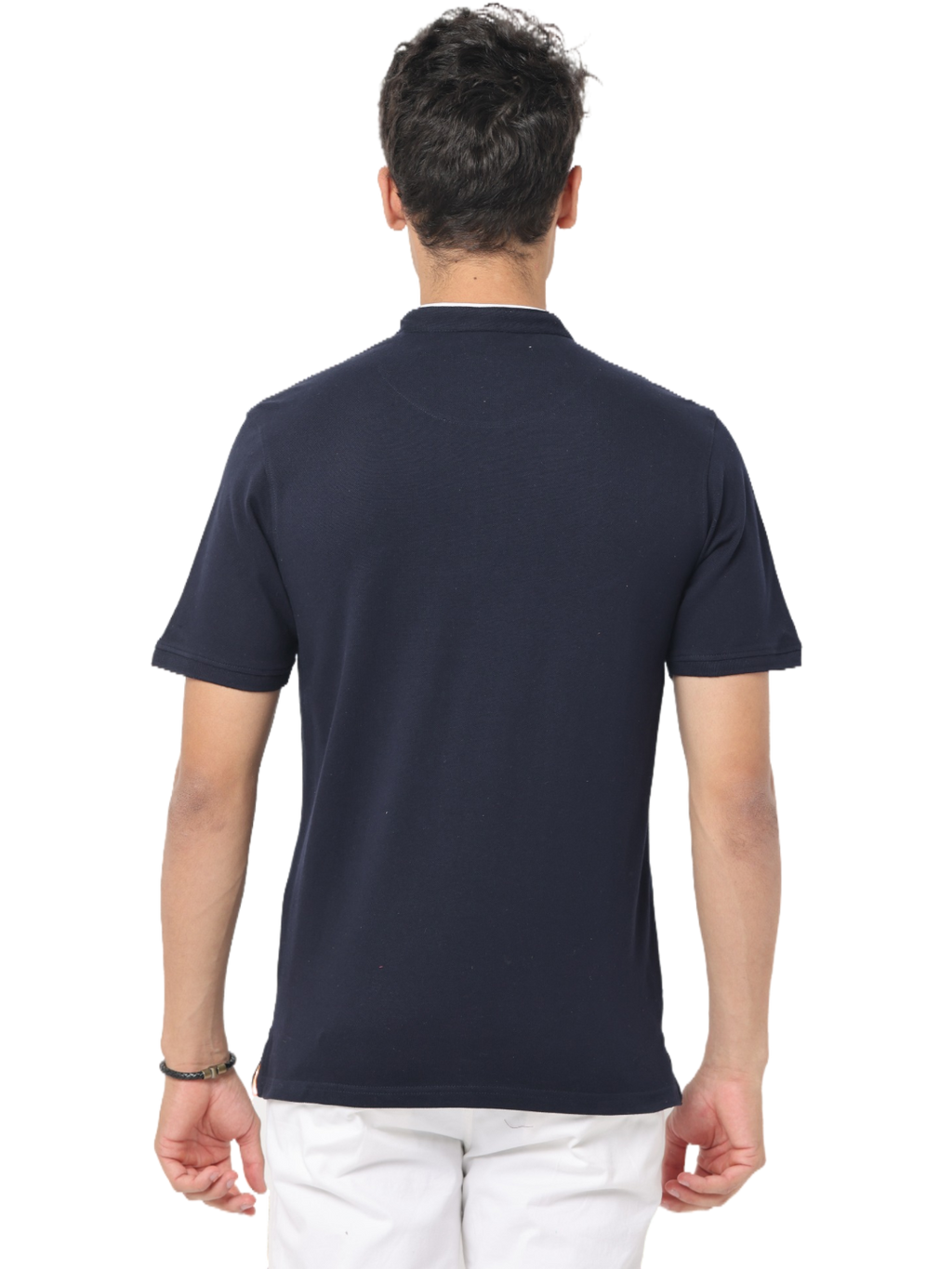 Men's Navy Short Sleeve Henley Neck T-Shirt