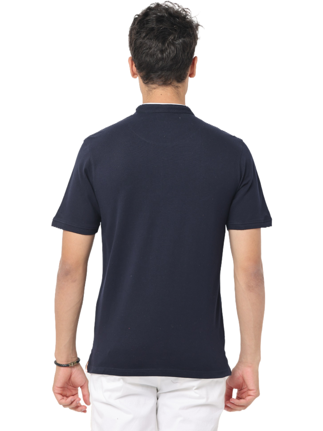 Men's Navy Short Sleeve Henley Neck T-Shirt