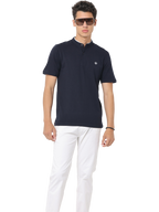 Men's Navy Short Sleeve Henley Neck T-Shirt