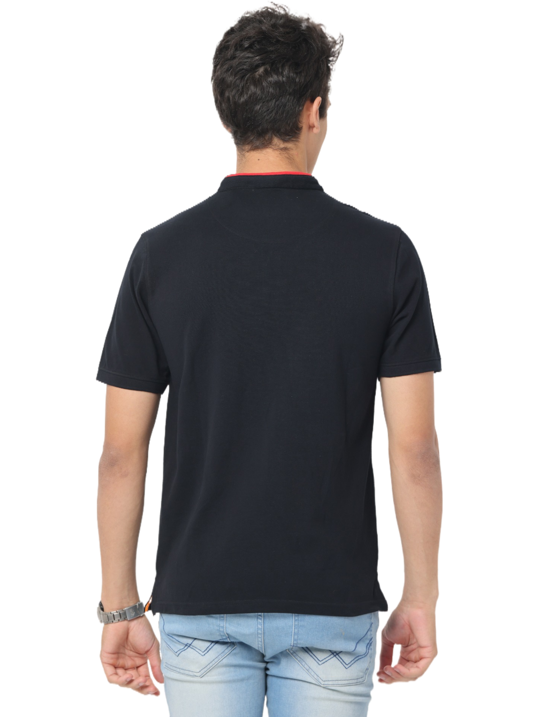 Men's Short Sleeve Henley Neck T-Shirt, Black