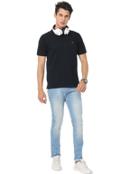 Men's Short Sleeve Henley Neck T-Shirt, Black