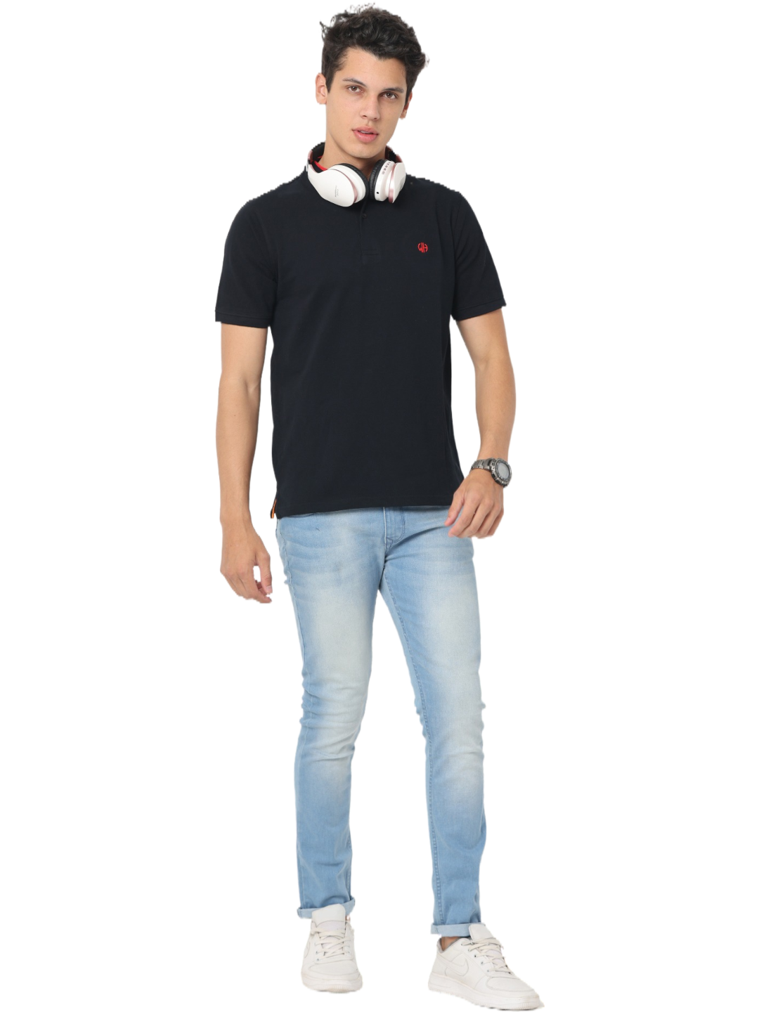 Men's Short Sleeve Henley Neck T-Shirt, Black