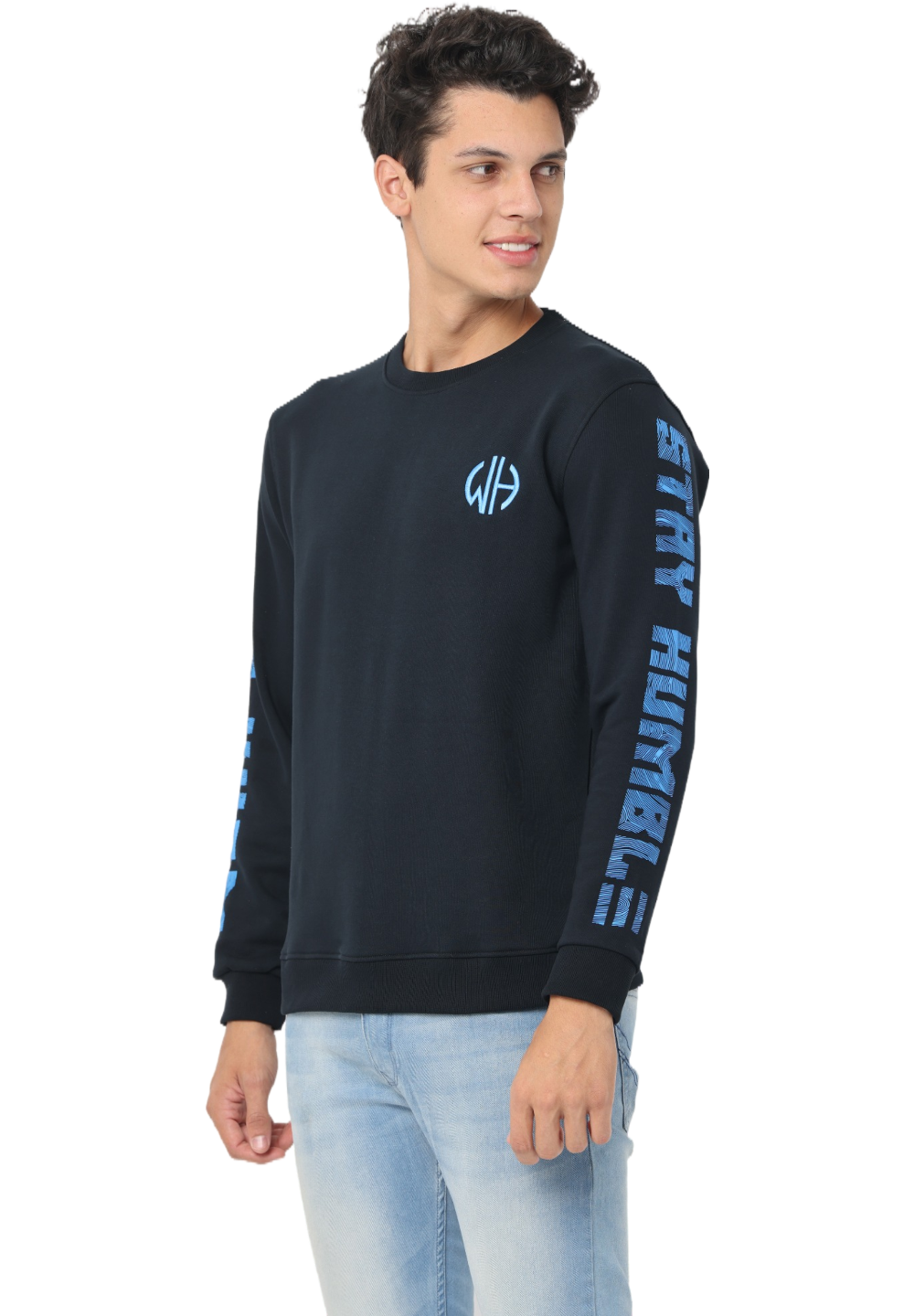 Men's Black Black Slim Fit Sweatshirt