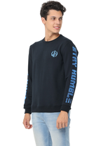 Men's Black Black Slim Fit Sweatshirt