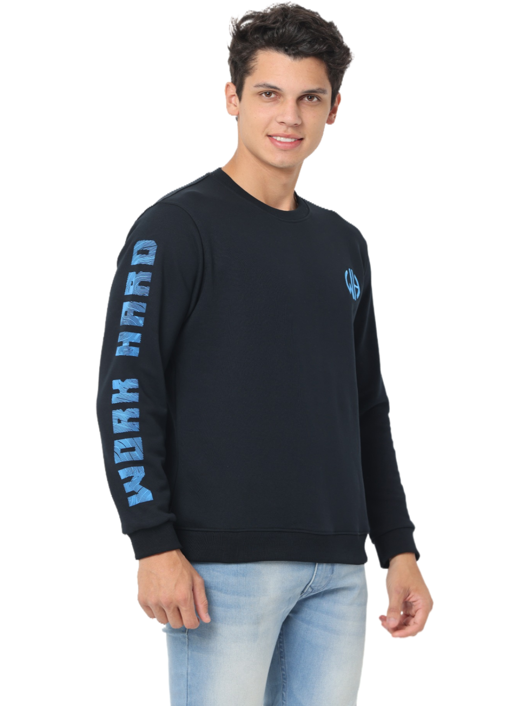 Men's Black Black Slim Fit Sweatshirt