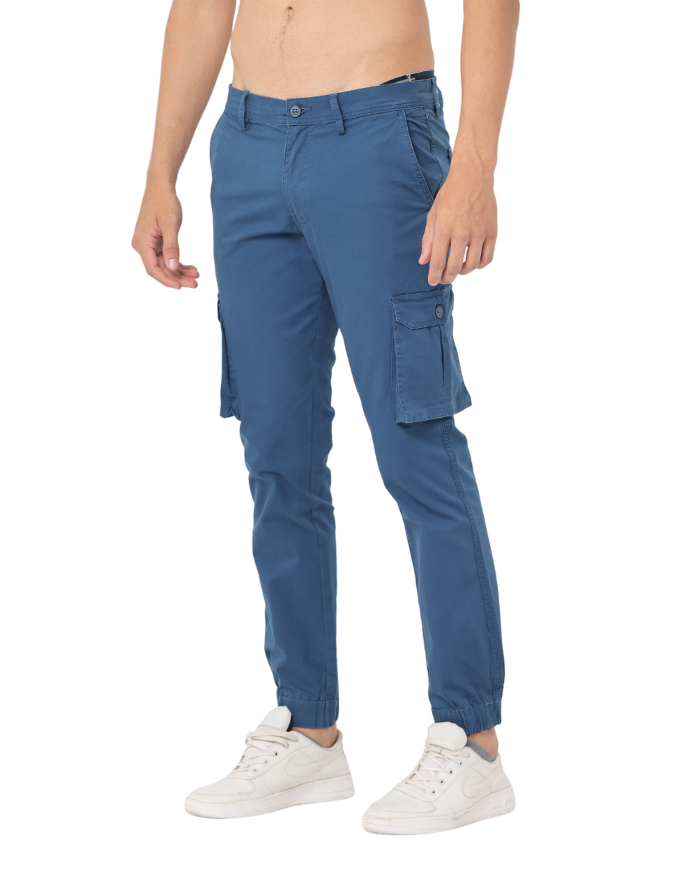 Men's Teal Slim Fit Cargo Trouser