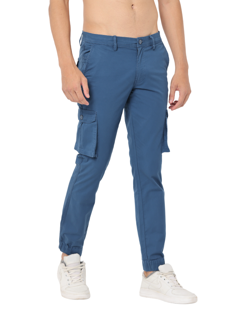 Men's Teal Slim Fit Cargo Trouser