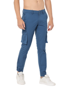 Men's Teal Slim Fit Cargo Trouser