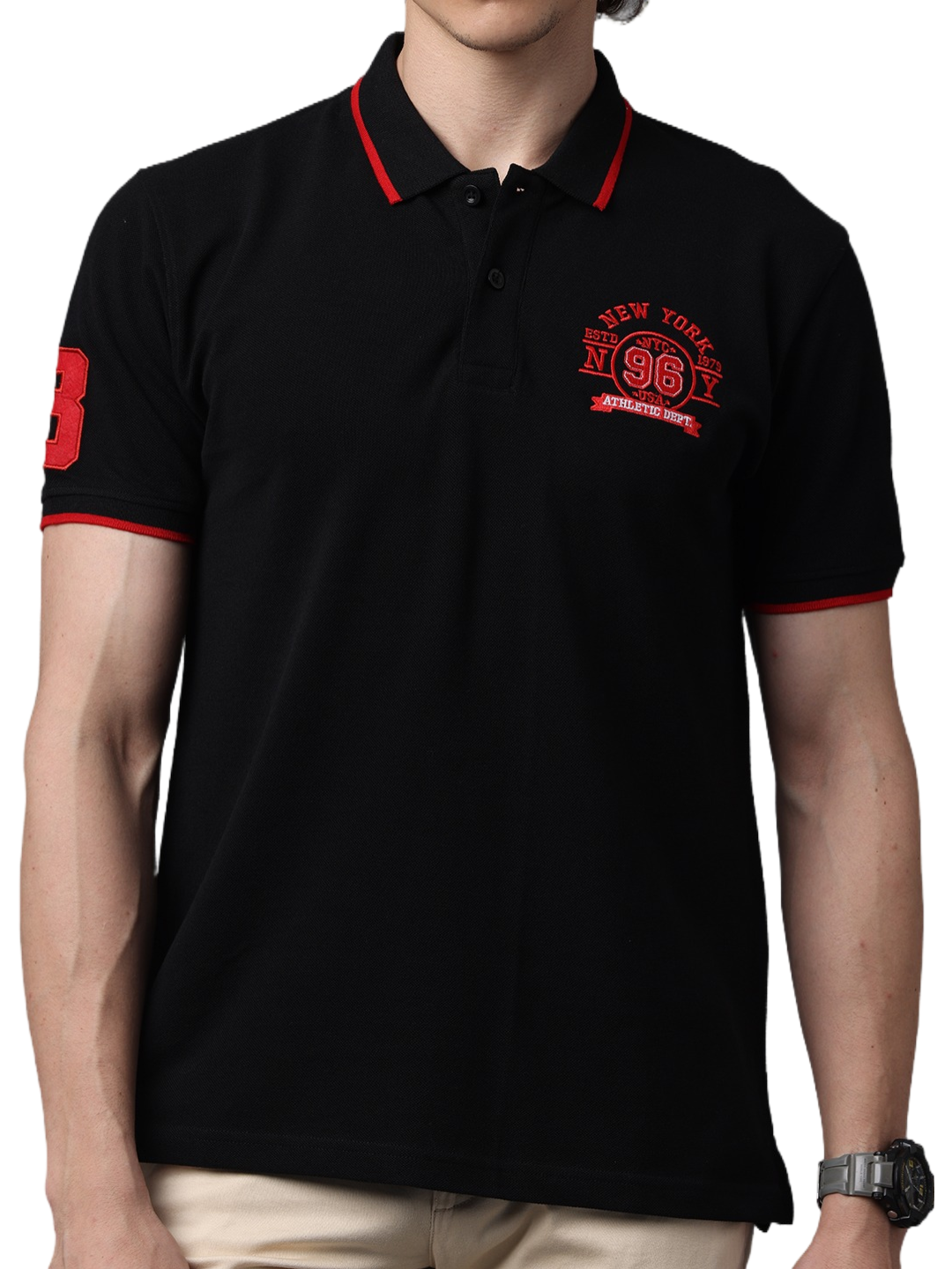 Men's Red Contrast Half Sleeves Polo T-Shirts