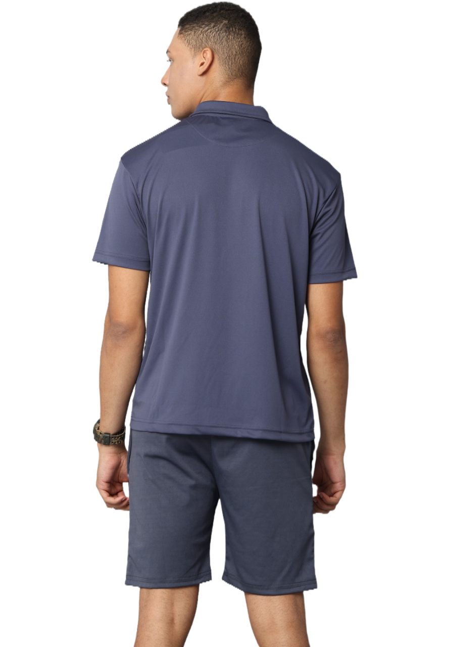 Men's Blue Athleisure Dry Fit Polo T-Shirt